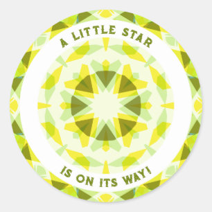 Sticker Rond Bright Yellow Green Star Baby shower de révélation