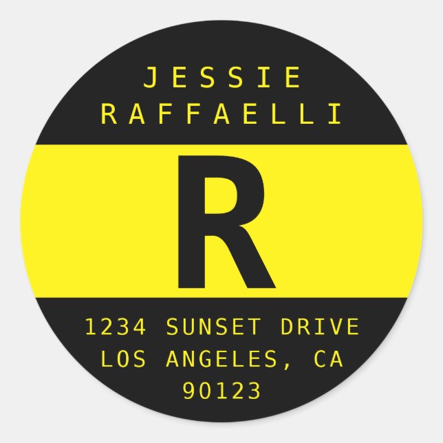 Sticker Rond Bright Yellow Modern Look Adresse de retour (Devant)