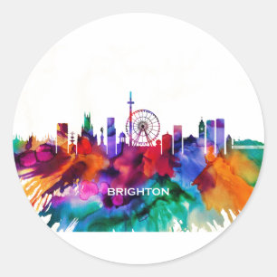 Sticker Rond Brighton Skyline