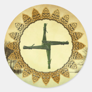 Sticker Rond Brigid''s Cross Imbolc Pagan Wiccan Holiday