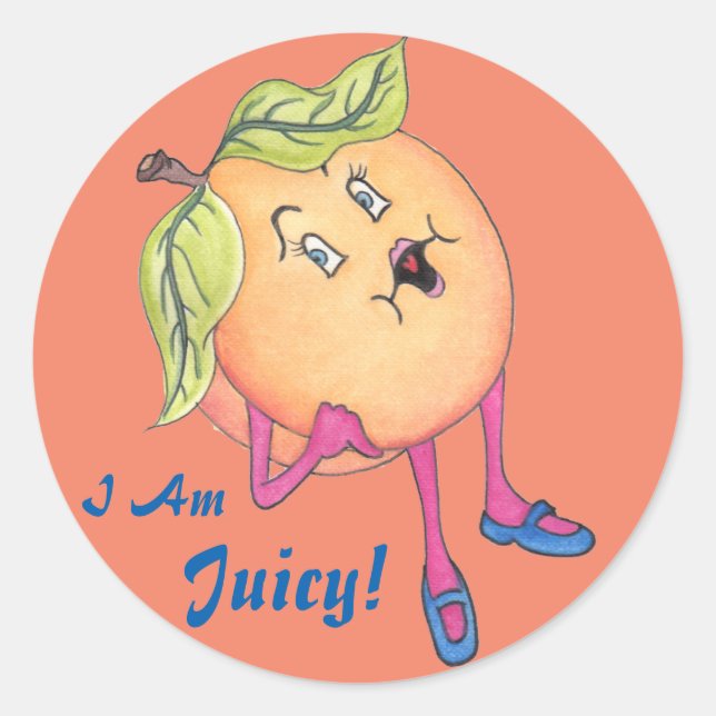 Sticker rond brillant 'Peach Pia' (Devant)