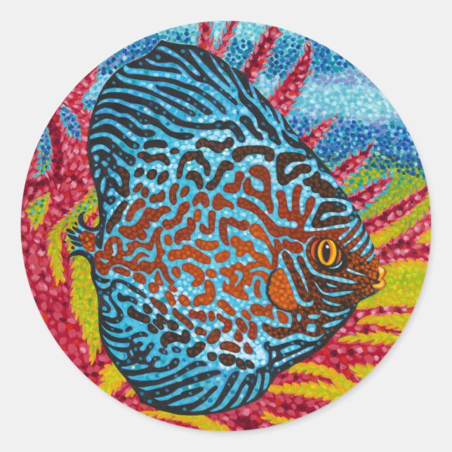Sticker Rond Brillant poisson tropical II (Devant)