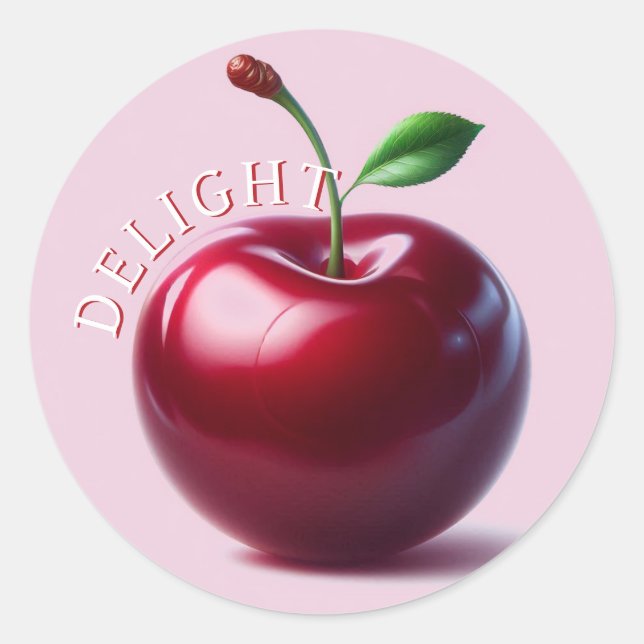 Sticker Rond Brillant rouge cerise délice (Devant)