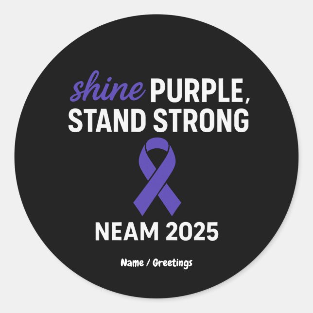 Sticker Rond Brillant violet socle solide NEAM 2025 Epilepsie (Devant)