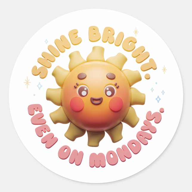 Sticker Rond Brille brillant, même le lundi ! Baguette solaire  (Devant)