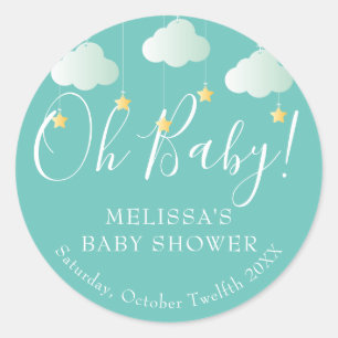 Sticker Rond Brille brille petite étoile Oh Bébé baby shower