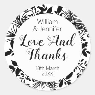 Sticker Rond Brindilles Blanches Noires Et Feuilles Favorisent