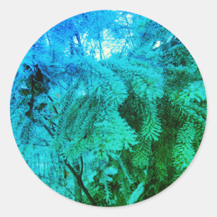 Sticker Rond Brindilles d'arbre du sapin gélose glacée magique 