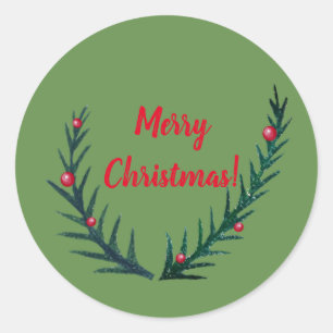 Sticker Rond Brindilles de Noël, Joyeux Noël