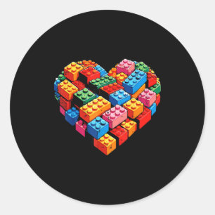 Sticker Rond Briques de blocs de construction de coeur de la Sa