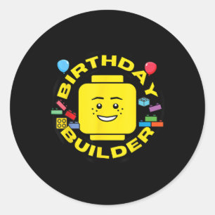 Sticker Rond Briques de construction Figurine de blocs d'annive