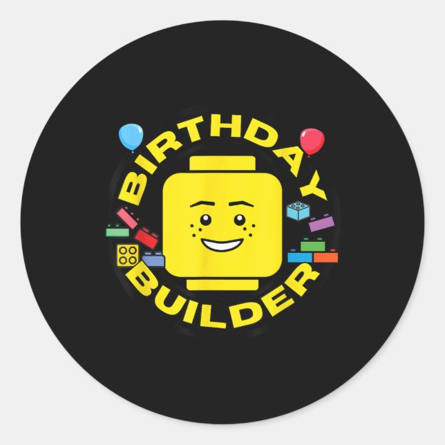 Sticker Rond Briques de construction Figurine de blocs d'annive (Devant)