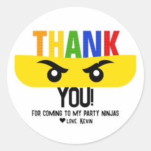 Sticker Rond Briques de construction Ninja Invitation d'anniver