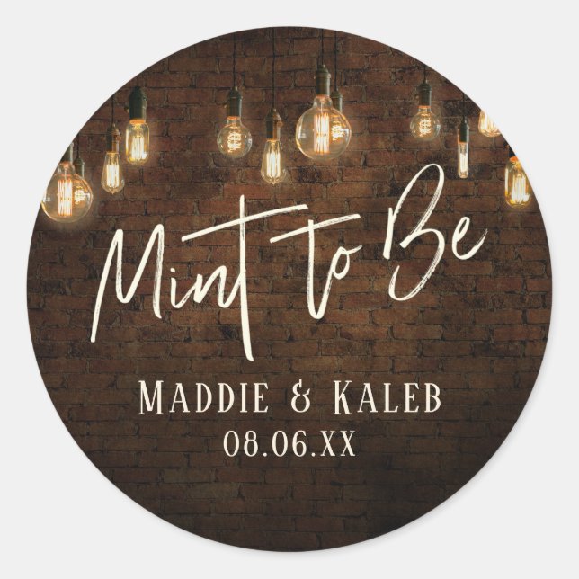 Sticker Rond Briques Industrielles Luminaires Edison Vintage Te (Devant)