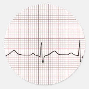 Sticker Rond Brise cardiaque EKG sur papier graphique, pouls Ph