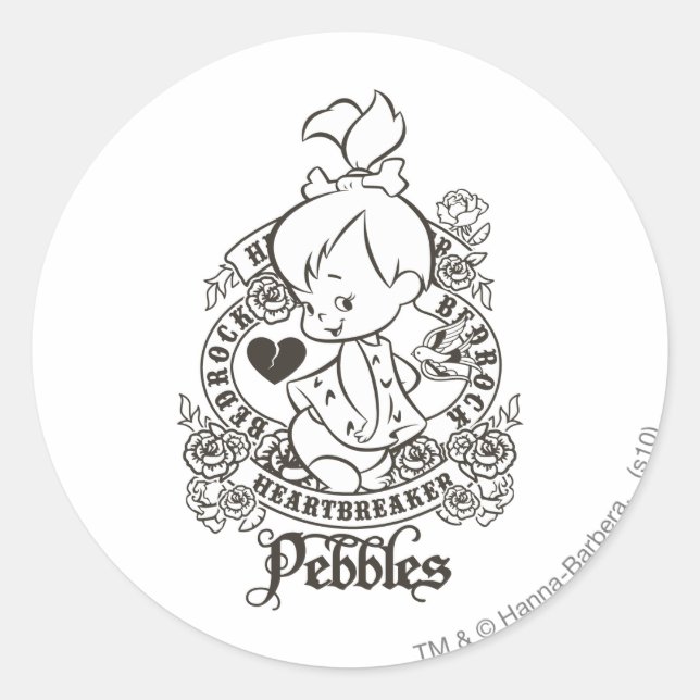 Sticker Rond Brise-coeur PEBBLES™ B&W (Devant)