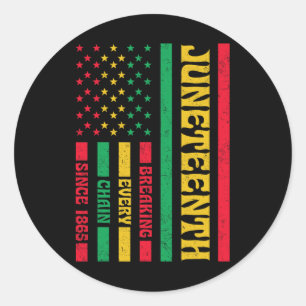 Sticker Rond Briser chaque chaîne 1865 drapeau américain Afriqu