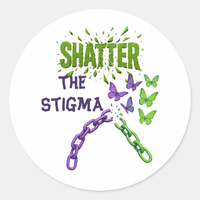 Sticker Rond Brisez le Stigma - Santé Mentale (Devant)