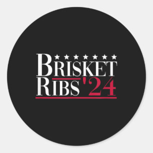 Sticker Rond Brisket Ribs 2024 - Funny Bbq Barbecue Politique E