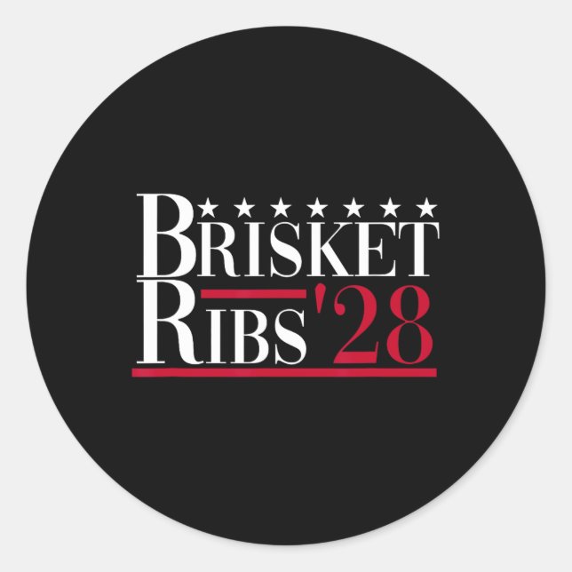 Sticker Rond Brisket Ribs 2028 - Funny Bbq Byrbecue Politique E (Devant)