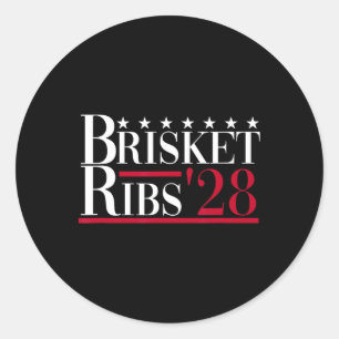Sticker Rond Brisket Ribs 2028 - Funny Bbq Byrbecue Politique E