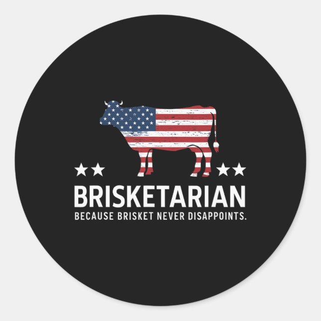 Sticker Rond Brisketarian Brisket Bbq Viande Humour Bbq Hommes (Devant)