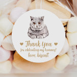 Sticker Rond Britanniques Shorthair Chat Wedding Favoriser Stic<br><div class="desc">Célébrez votre journée spéciale avec ces stickers de mariage pour chatte courte britannique gris aquarelle personnalisée. Beaucoup de races disponibles dans mon magasin et dans la collection ci-dessous. Customisez avec le nom de votre animal de compagnie.</div>