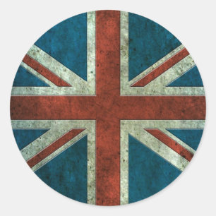 Sticker Rond British Drapeau Aged Steel Effet rond
