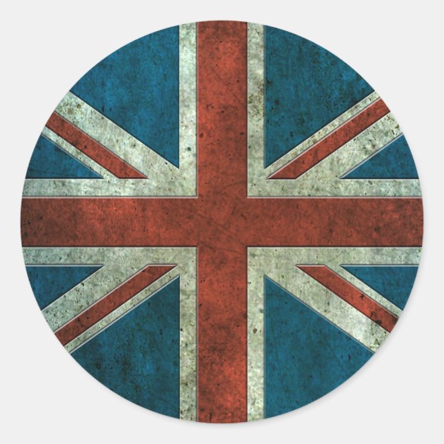 Sticker Rond British Drapeau Aged Steel Effet rond (Devant)