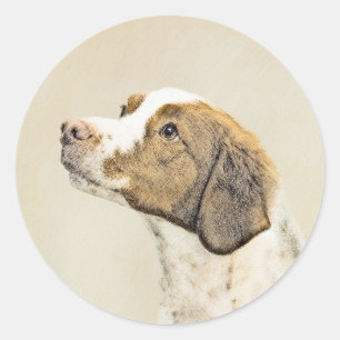 Sticker Rond Brittany Peinture - Cute Original Chien Art