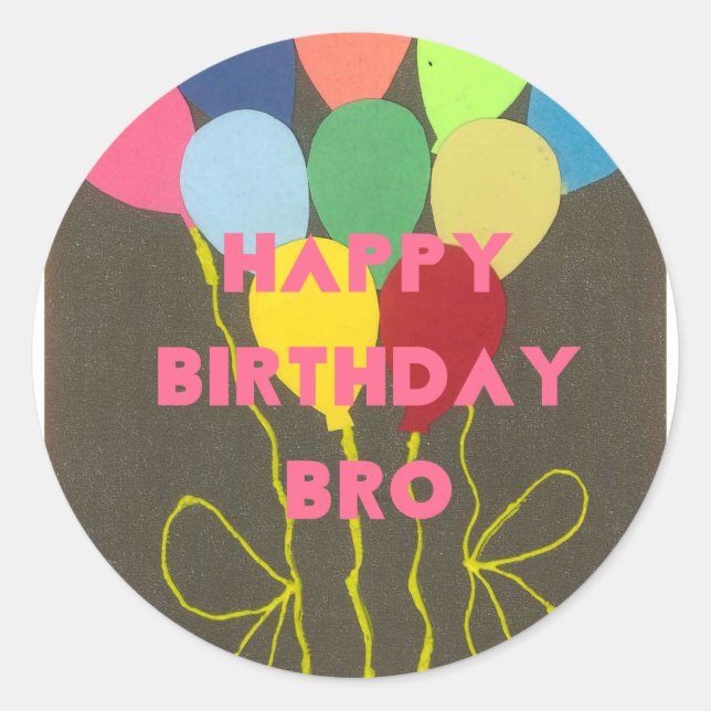 Sticker Rond Bro Art d'anniversaire heureux (Devant)