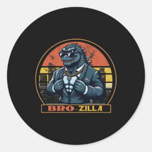 Sticker Rond Bro Brozilla Strong Brother Saurus Family Matching