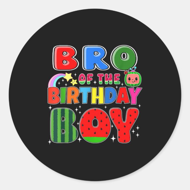 Sticker Rond Bro Of The Birthday Boy Melon Family Matching Funn (Devant)