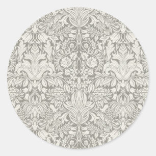 Sticker Rond brocade en dentelle blanche élégante