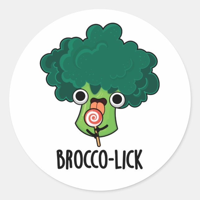 Sticker Rond Brocco lick Funny Veggie Broccoli Pun (Devant)