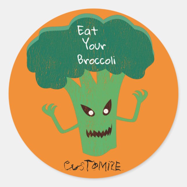 Sticker Rond Broccoli Thunder_Cove effrayant (Devant)