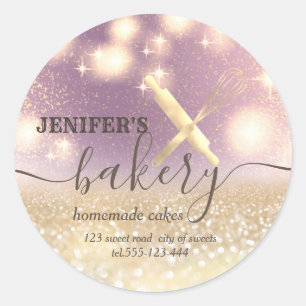 Sticker Rond Broche à rouleaux et whisky chef script boulangeri