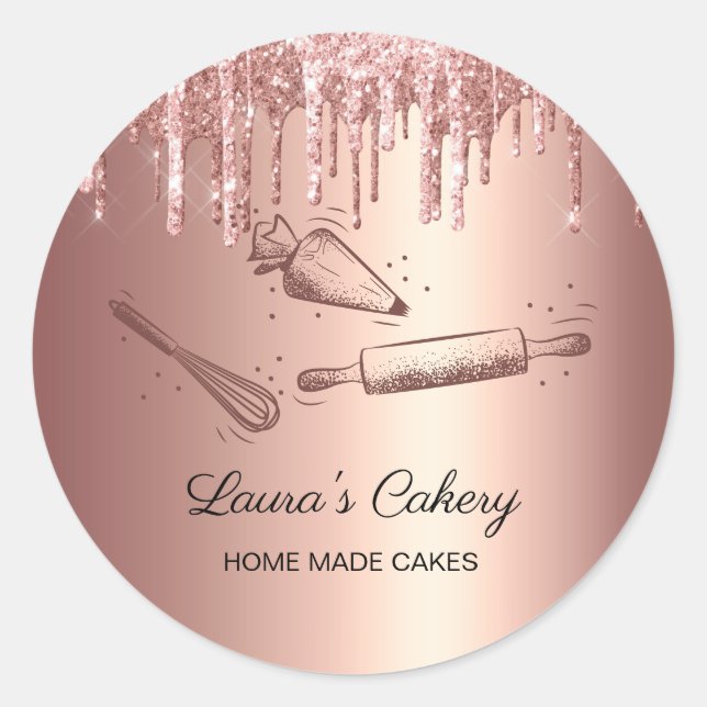 Sticker Rond broche à rouler & whisky cupcake Boulangerie Drivi (Devant)