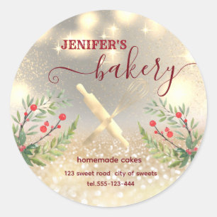 Sticker Rond Broche et whisky de vacances chef script boulanger
