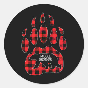 Sticker Rond Broche médiane Ours rouge Plaid Buffalo moyen