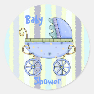 Sticker Rond Brochure Bleue Bébé Garçon Enveloppe Douche Sceau