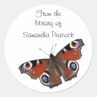 Sticker Rond Brochure papillon de paon