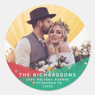 Sticker Rond Brochures modernes   Adresse et photo de Noël