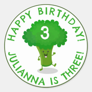 Sticker Rond Brocoli dansante mignonne anniversaire personnalis