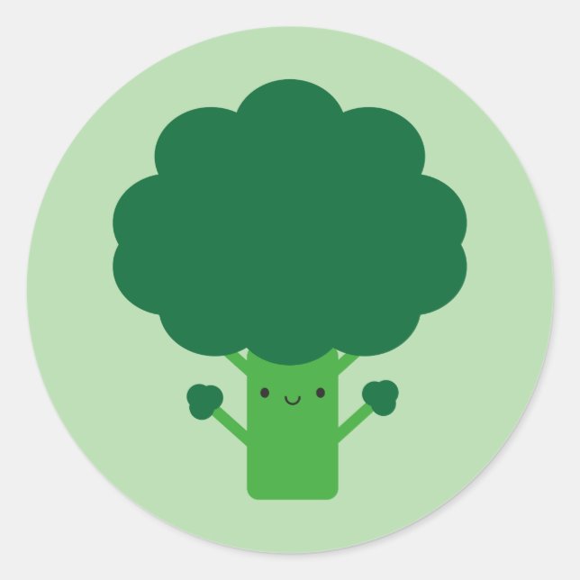Sticker Rond Brocoli Kawaii (Devant)
