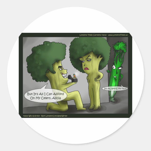 Sticker Rond Brocolli Mariée Funny Cartes Tee - shirts Mugs & C (Devant)