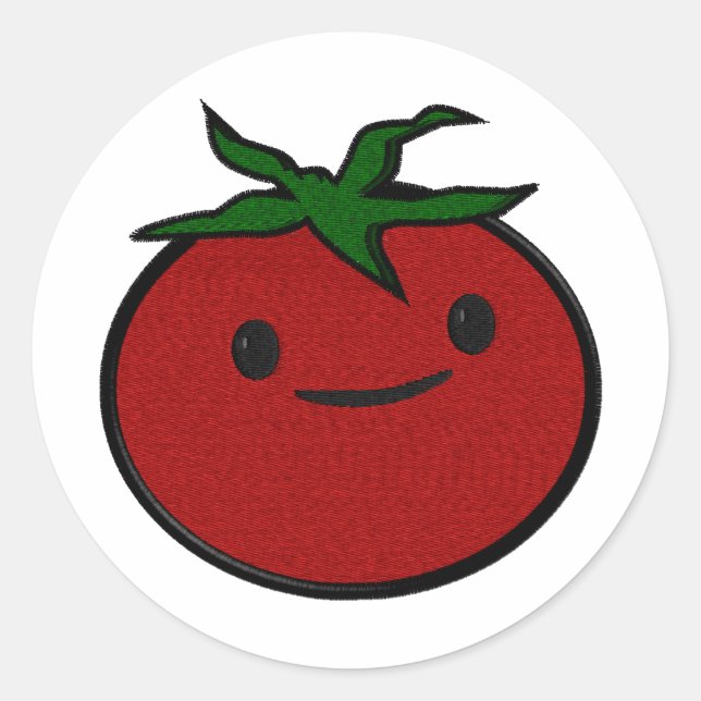 Sticker Rond Broderie de tomates mignonnes Imprimer (Devant)