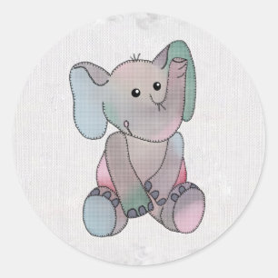 Sticker Rond Broderie éléphant