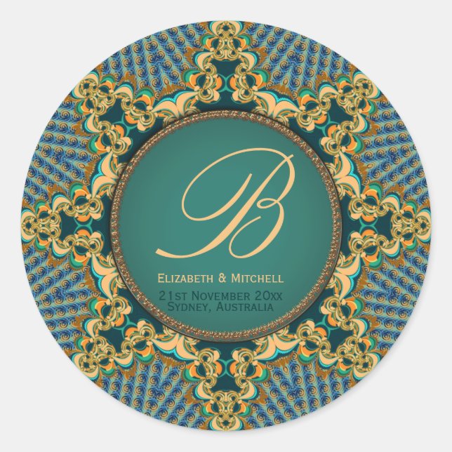 Sticker Rond Broderie étoile monogramme jour spécial (Devant)