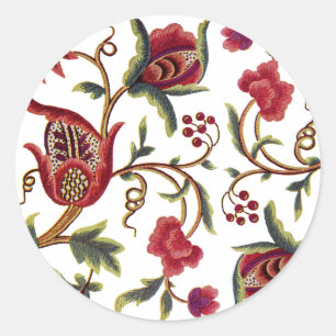 Sticker Rond Broderie traditionnelle de la reine Anne Jacobean